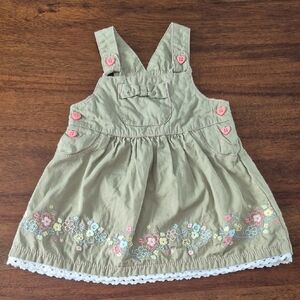 George Girls Boho Green Heart Floral Embroidered Summer Dress Size 6-12M